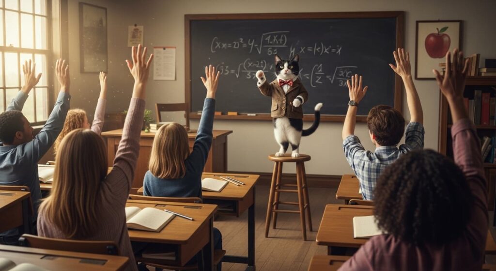 FAQに答える先生の白黒猫